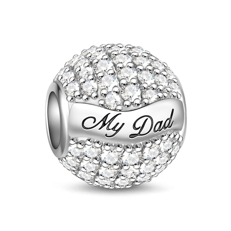 GNOCE "My Dad My Hero 925 Sterling Silver Charm Paved Pure Crystal CZ Stones Charms Bead For Father's Day Gift Fit All Major Brands Of Bracelet/Necklace Birthday Gifts - Image 1